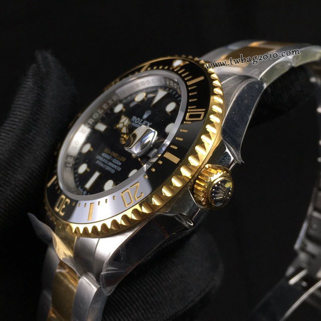 勞力士複刻手錶 勞力士單黃海使型 Rolex間金小鬼王SEA-DEWLLER 126603  gjs1709